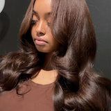 Wavymy Chestnut Brown Layered Cut Loose Wave Wear Go Glueless Wigs 6x4 Lace Closure Wigs 180% Density