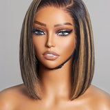 Wavymy Side Part Colored Bob Wigs 7x5 Lace Closure Wig Wear & Go Glueless Wigs Dome Cap 250% Density