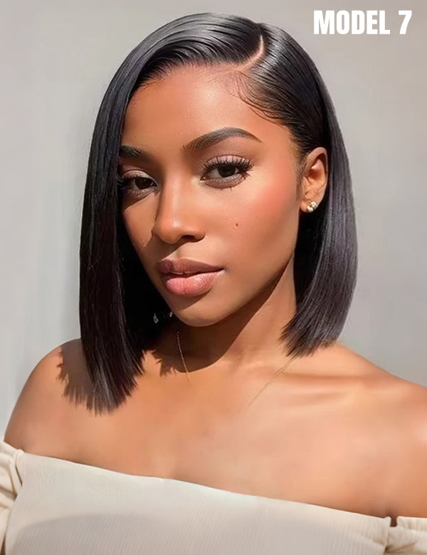 Wavymy Side Part Colored Bob Wigs 7x5 Lace Closure Wig Wear & Go Glueless Wigs Dome Cap 250% Density