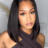 Wavymy Straight Headband Wig Virgin Human Hair Straight Scarf Wigs Real Hairline No Glue Wigs