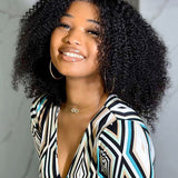 Wavymy Upgrade Afro Curly Glueless V Part Wig Human Hair Wear Go No Leave Out V Part Wig For Women 180% Density