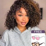 Wavymy Upgrade 3 In 1 Drawstring Half Wigs Highlight Water Wave No Lace No Glue Human Hair 180% Density