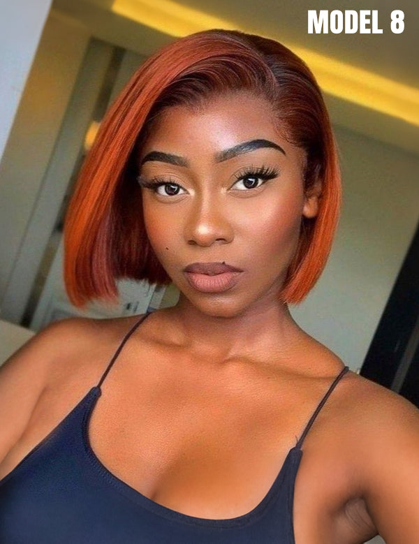 Wavymy Side Part Colored Bob Wigs 7x5 Lace Closure Wig Wear & Go Glueless Wigs Dome Cap 250% Density