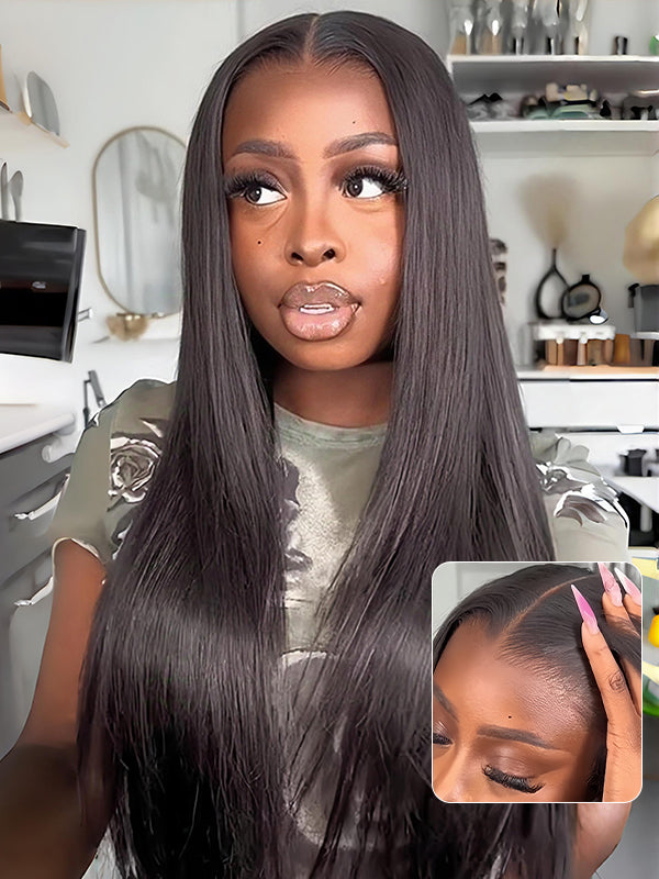 straight t part wig