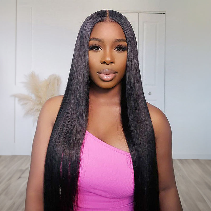 Wavymy Pre-bleached HD Lace Wear Go Glueless Wigs Dome Cap Straight  4x6 Lace Closure Wigs 180% Density