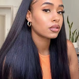 Wavymy Straight Headband Wig Virgin Human Hair Straight Scarf Wigs Real Hairline No Glue Wigs