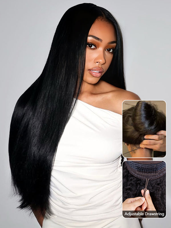 Wavymy Pre-Cut 13x6 Max Lace Frontal Wig Drawstring Wear & Go Wigs Dome Cap Glueless Wigs 180% Density