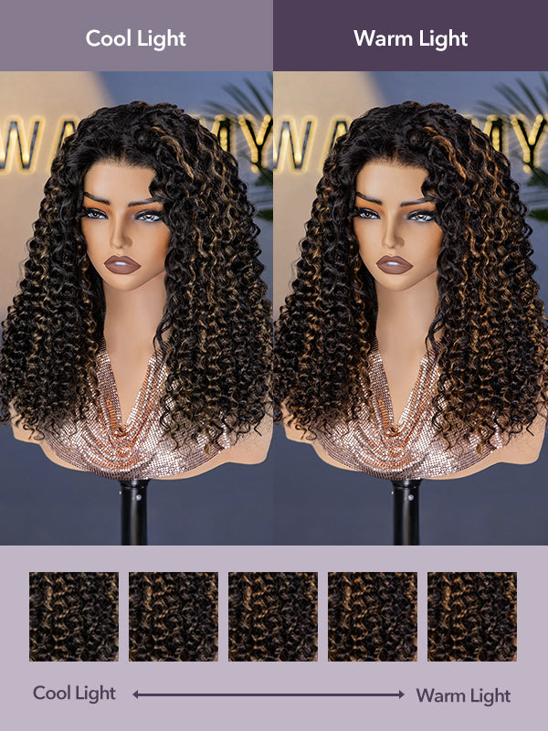 highlight half wig: cool light vs warm light
