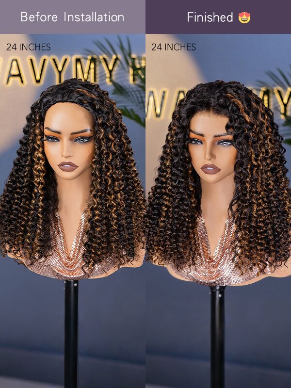 highlight water wave half wig 24 inch finished natural look