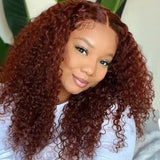 Wavymy Wear & Go Reddish Brown Kinky Curly 4x6 Lace Closure 180% Density Wig