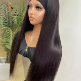 Wavymy Straight Headband Wig Virgin Human Hair Straight Scarf Wigs Real Hairline No Glue Wigs