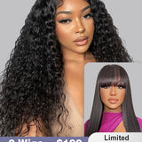 2 Wigs = $199 | 22inch Water Wave Wear Go Wig + Top Sale Glueless Full Bangs Wig