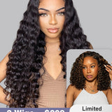 2 Wigs = $209 | 22inch Wear Go Natural Black Water Wave Wig + Top Sale Highlight Water Wave Wigs