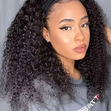 Wavymy Kinky Curly Scarf Wigs 100% Virgin Human Hair Headband Wig No Glue & No Sew Natural Color