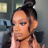 straight 360 glueless wig bang high bun