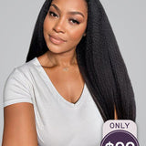 Wavymy Kinky Straight Upgrade Wear Go V-Part Wig 180% Density Thin Part Wig