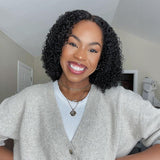 Wavymy Pre-bleached Glueless HD Lace Wear & Go Kinky Curly Bob Wig Dome Cap 4x6 Lace Closure Wigs 180% Denisity
