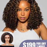 $199 For Any 2 | Wear Go Casual Blonde Highlights Water Wave 4x6 Lace Wigs + Wear Go Glueless Honey Blonde Highlight Kinky Curly 4x6 Pre-bleached Wigs