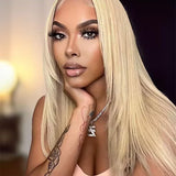 Wavymy Layer Cut 613 Ash Blonde Colored Wear GO Glueless 4x6 Lace Closure 180% Density Blonde Color Straight Wigs