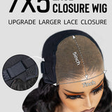 Wavymy Layered Cut Loose Wave Pre-bleached Wear Go Glueless 7x5 Lace Closure Wigs 180% Density
