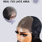 Wavymy C-Part Water Wave Pre-Bleached HD Lace Wig Wear & Go Pre-Cut 7x5 Lace Wig Dome Cap Glueless Wig 180% Density