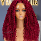 Wavymy Burgundy 99J Colored Wear Go Wigs Glueless 7x5 Lace Closure Wig 180% Density
