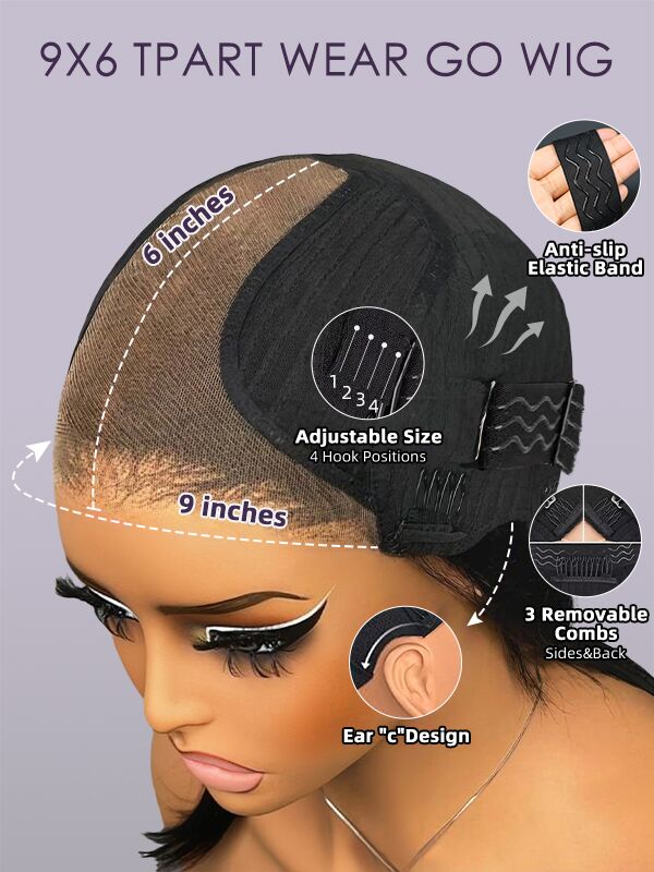 wear and go glueless 9x6 t part wig