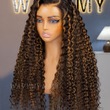 AlwaysAmeera Same | Wavymy TikTok Viral Pre-cut Lace Wear Go Casual Blonde Highlights Water Wave Minimalist 7x5 Lace Wigs Dome Cap Glueless with Natural Hairline Wig
