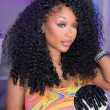 Wavymy Burmese Curly Drawstring Half Wigs Seamless Flip Over Wig Beginner Friendly No Lace No Glue Human Hair 180% Density
