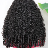 Wavymy Burmese Curly Drawstring Half Wigs Seamless Flip Over Wig Beginner Friendly No Lace No Glue Human Hair 180% Density