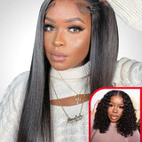 Buy 1 Get 1 | Wear Go Straight 6x4 Lace Closure Wigs & Water Wave 13x4x1 Lace T-Part Wigs 180% Density