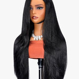 Wavymy C-Part Yaki Straight Layered Cut Pre-Styled Wear Go Glueless 7x5 Lace Wig Human Hair Wig
