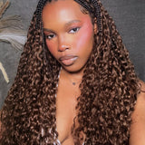 Wavymy Chocolate Brown Burmese Curly Feather Crochet Human Hair Boho Braids Hair Extensions