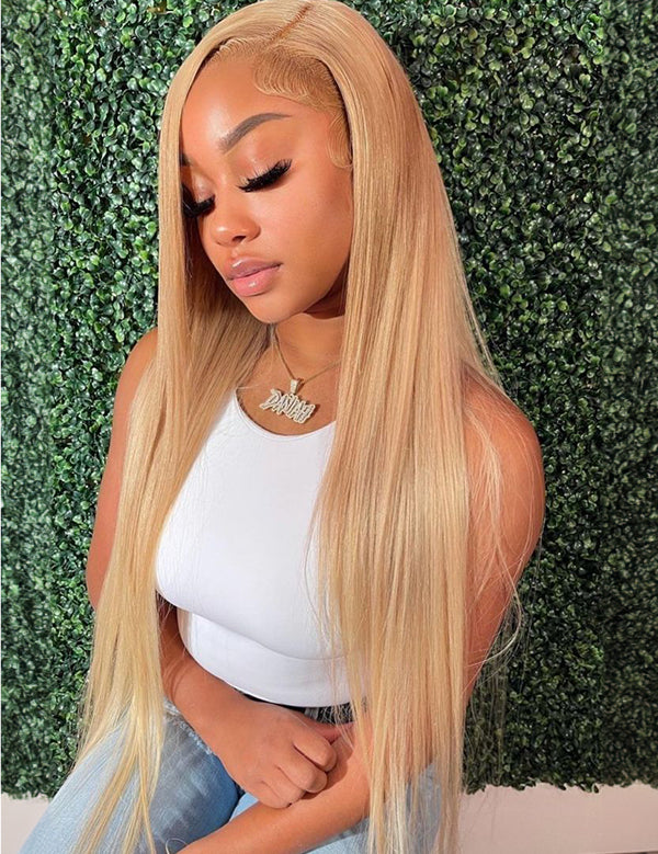 Wavymy #27 Colored Honey Blonde Water Wave Wear Go Wigs Glueless 7x5 Lace Closure Wig 180% Density