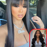 Buy 1 Get 1 | Glueless Straight Wigs With Bangs & Wear Go Body Wave 4x6 Pre-bleached Wigs180 Density