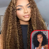Buy 1 Get 1 | Highlight Kinky Curly 13x4x1 T-Part Lace Wig 30 Inches &  13x4 Lace Frontal Kinky Curly 14 Inches