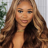 Flash Sale Wavymy Pre-cut Lace Wear Go 4/27 Honey Blonde Highlight Color Glueless Wig 7x5 Lace Closure Preplucked with Natural Hairline Wig