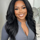 Wavymy Kinky Straight Pre-Styled Layered Wave Wig 7x5 Lace Wear Go Glueless Wig Human Hair Wig 200% Density