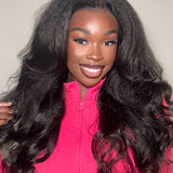 Wavymy Kinky Straight Pre-Styled Layered Wave Wig 7x5 Lace Wear Go Glueless Wig Human Hair Wig 200% Density