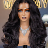 Wavymy Kinky Straight Pre-Styled Layered Wave Wig 7x5 Lace Wear Go Glueless Wig Human Hair Wig 200% Density