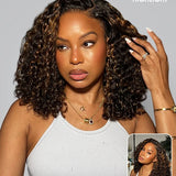 AlwaysAmeera Same Wavymy TikTok Viral Pre-cut Lace Wear Go Casual Blonde Highlights Water Wave Minimalist 7x5 Lace Wigs Dome Cap Glueless with Natural Hairline Wig