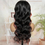 Wavymy Wear Go Highlight Black to Red Ombre Glueless Wig 4*6 Lace Closure Body Wave Customized Color Wig 180% Density