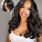 Wavymy Face-Framing Curtain Bangs Layered Cut Body Wave Pre-Cut Lace Wear Go Glueless Pre-bleached Wigs 180% Density