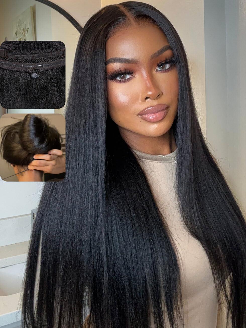 human hair pre everything straight drawstring wig