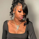 360 glueless wig side bang high ponytail 
