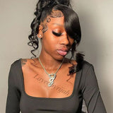 360 glueless wig side bang high ponytail 