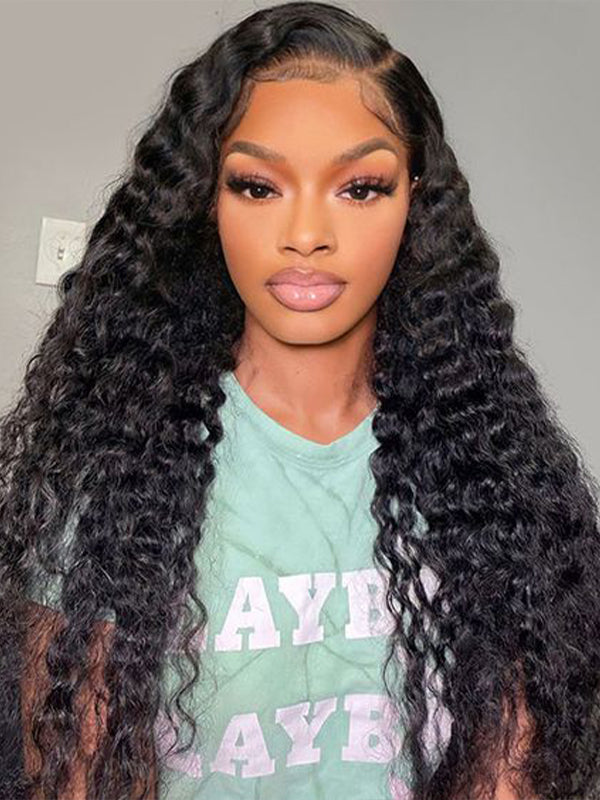 Wavymy 13x4 Kinky Curly HD Lace Frontal Wig Virgin Hair Pre Plucked Wi ...