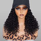 Wavymy Water Wave Hat Wigs Baseball Cap Wigs With Natural Color Human Hair Attached