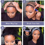 Wavymy Kinkly Curly Bob Headband Wigs 3/4 Half Glueless Wig For Women Headband Random Color Short Wig