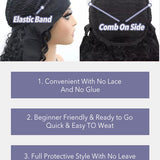 Wavymy Water Wave Headband Wig 100% Virgin Human Hair Pre-attached Scarf Natural Color Glueless Wig  Long Headband Wig Fashion